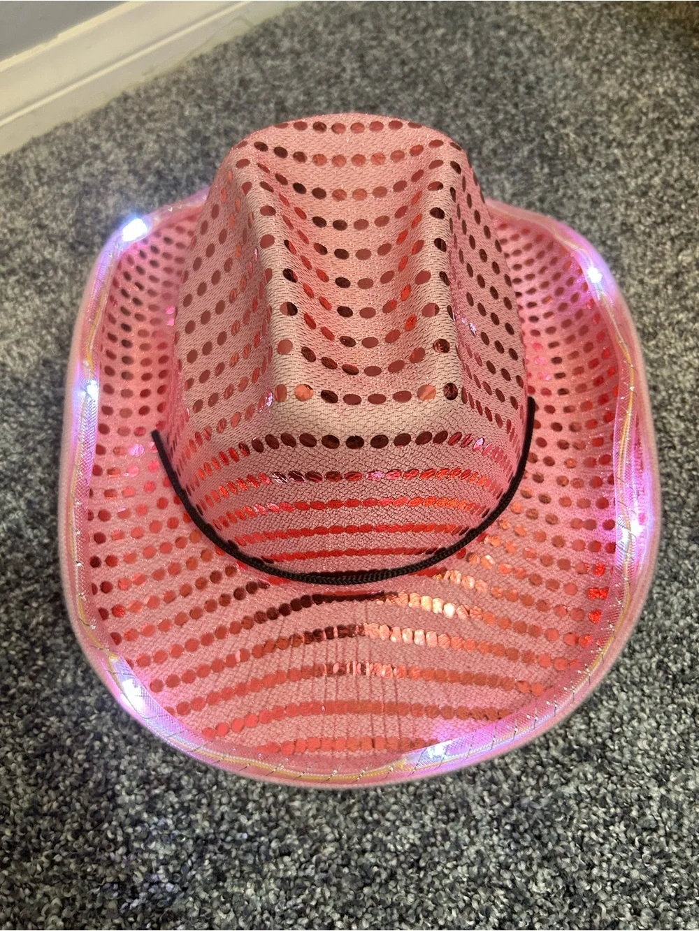 Pink LED Light Up Cowboy Hat Sequin Western Cowgirl Rodeo Nashville Festival